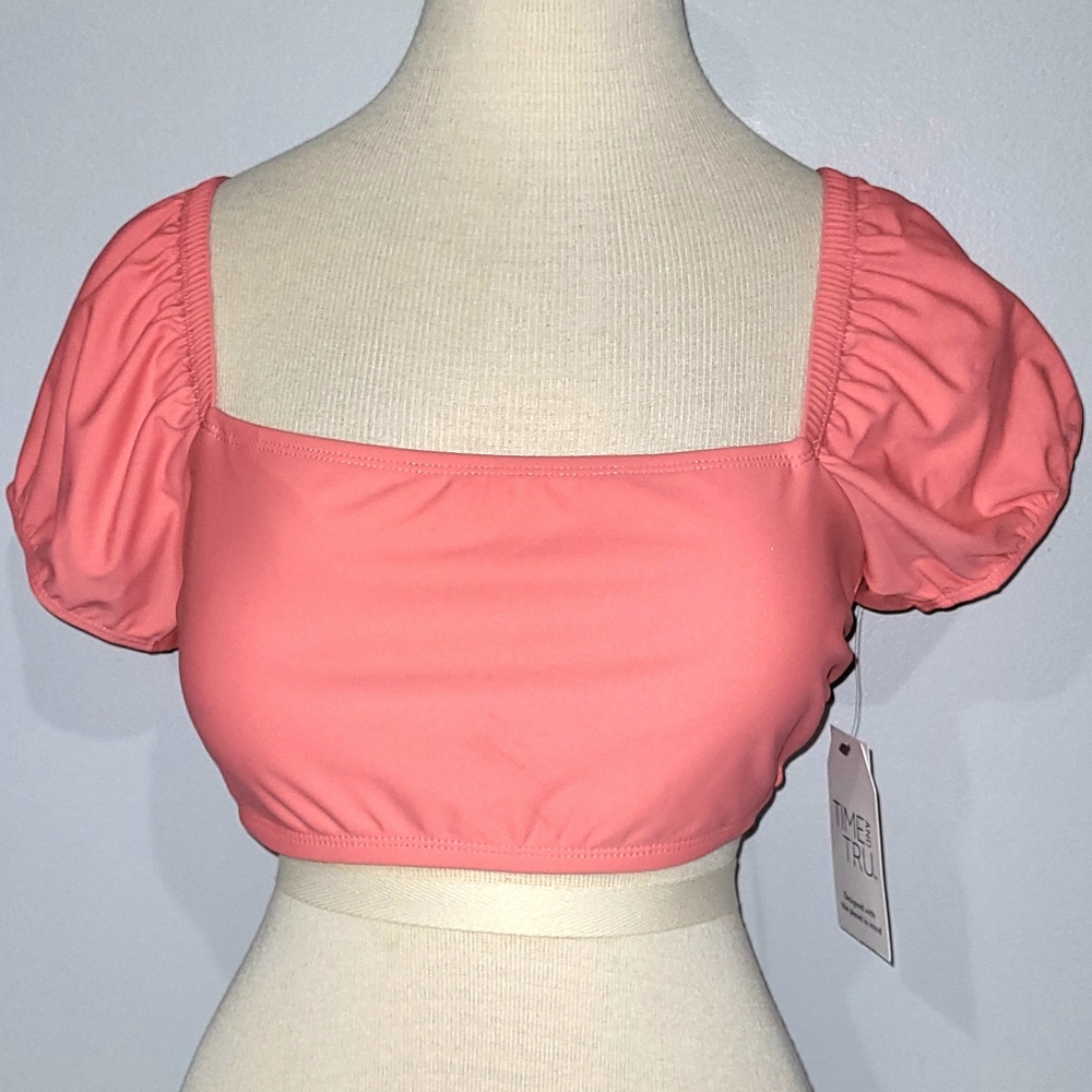 Women's Puffed Sleeve Swim Top Peachy Glow